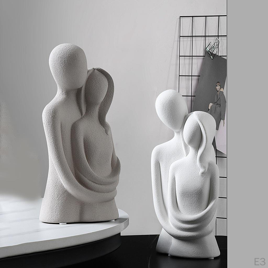 Statua Amanti 20cm, Scultura Figurine Coppia Abbraccio Posteriore in Ceramica Artigianato Intagliato per