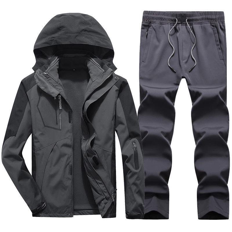 Unisex Cross-Border Hooded Windbreaker Jacket: Three-in-One Velvety Thickening for Autumn/Winter Mountaineering