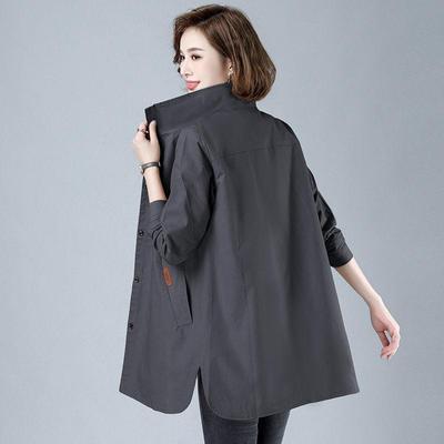 Frühling Herbst Trenchcoat Mittellang Windjacke Damen Dünnes Hemd Oberbekleidung Damen Cardigan Khaki Kleidung