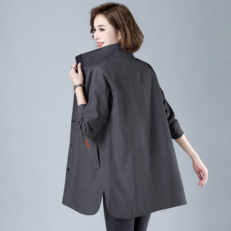 Spring Autumn Trench Coat Mid-Length Windbreaker Women Thin Shirt Outerwear Female Cardigan Khaki Clothing