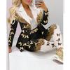 2PCS Women Blazer Suit Lapel Jacket Coat + Pants Co-ord Set Formal Office Outfit
