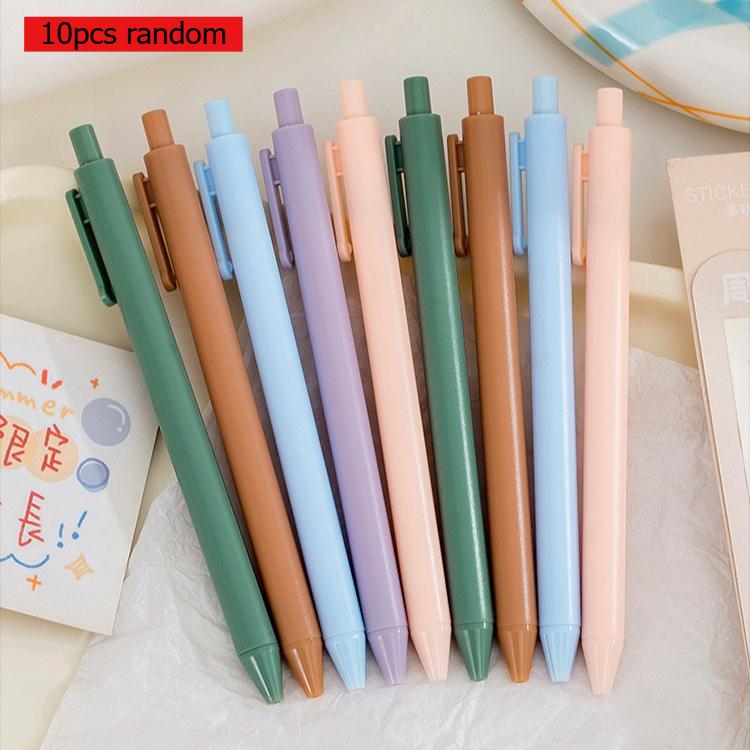 Gift Simple Macaron Color Press Pen Student Exam Bullet Gel Learning Office Press Type Black Water Office School Supplies Kawai