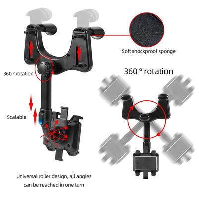 1/2PCS Outdoor Camping Car Phone Holder Rearview Mirror Holder 360 Degree Car Phone Holder Multifunctional Rotating Phone Holder