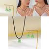 Frog Cartoon Glass Necklace And Earring Set With Pearl Chain For Casual Women And Men