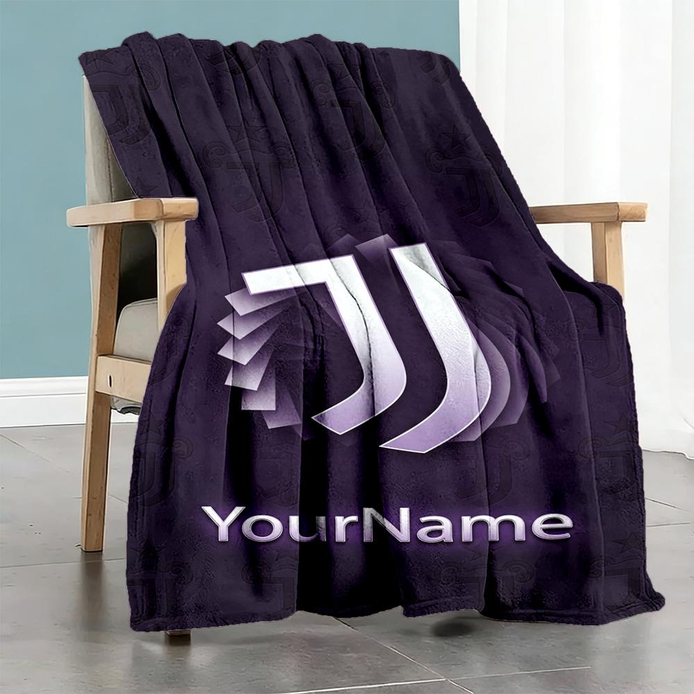 Juventus Customize Your Name Blanket Multi-purpose Personalized Blanket Soft Warm Cozy Versatile for Office Chair Living Room Nap Livingroom