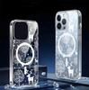 Snowflake Tree Deer Magnetic Transparent Case for iPhone 15/16/17 Pro Max - Full Coverage Protection