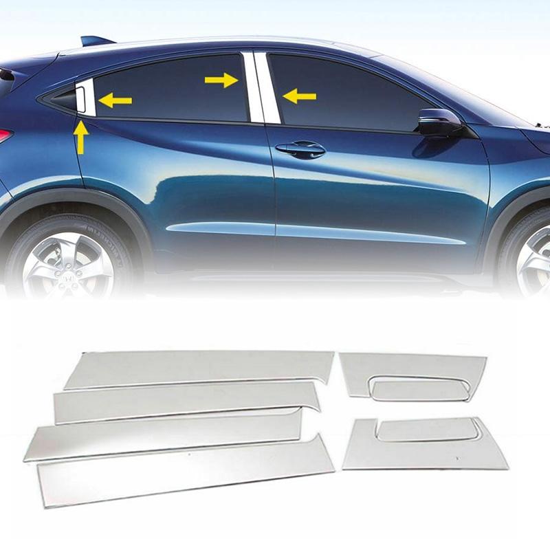 Silvery 8pcs Car Pillar Posts Door Window Trim Cover for Honda HRV 2016 2017 2018 2019 2020 BC Column Sticker
