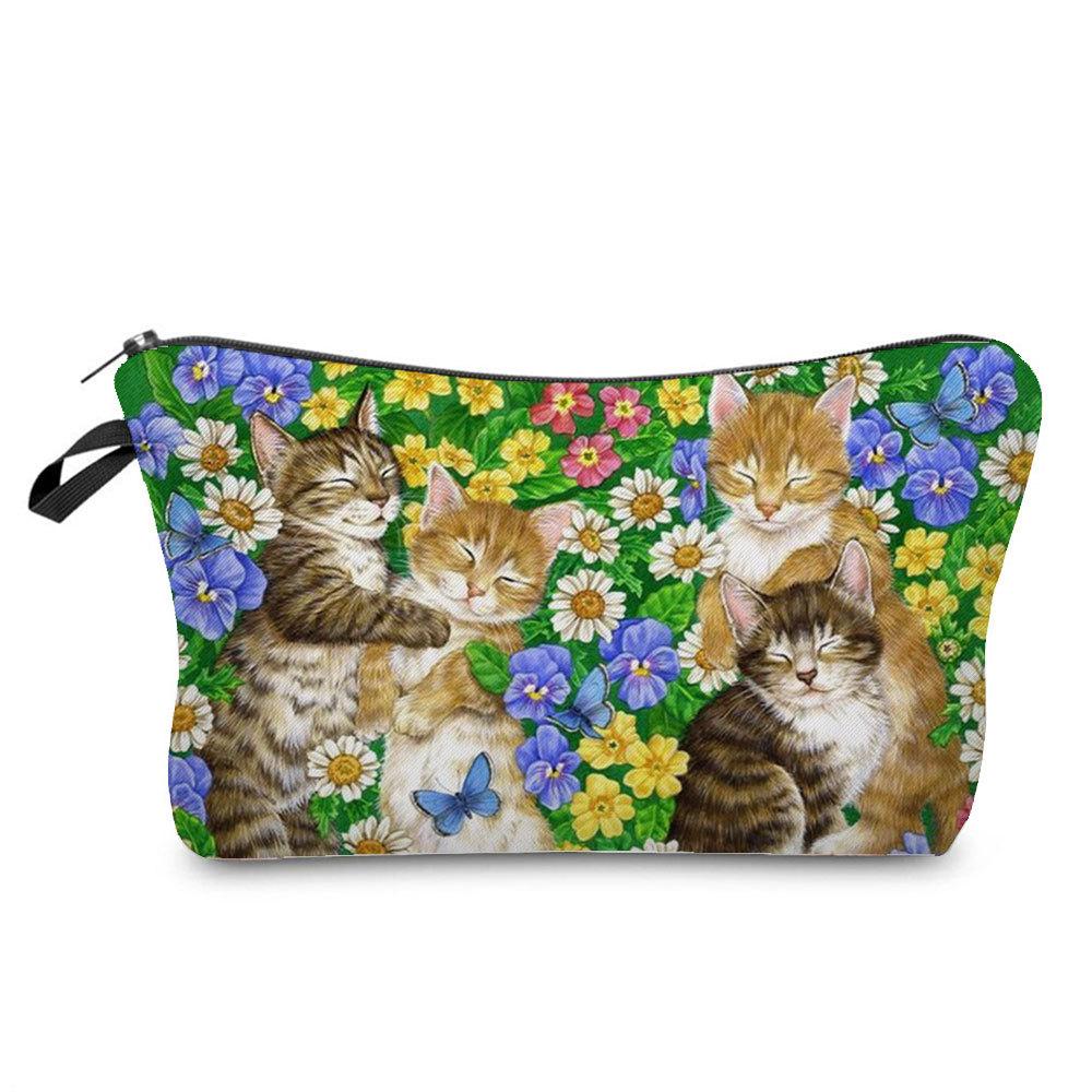 Women Cat Print Cosmetic Bag Toiletries Organize Travel Storage Case  6429