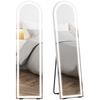 Full-Length Mirror with LED Lights, 150 X 40 Cm, Arched, Dimmable, 3 Light Colors, Freestanding or Wall-Mounted, White