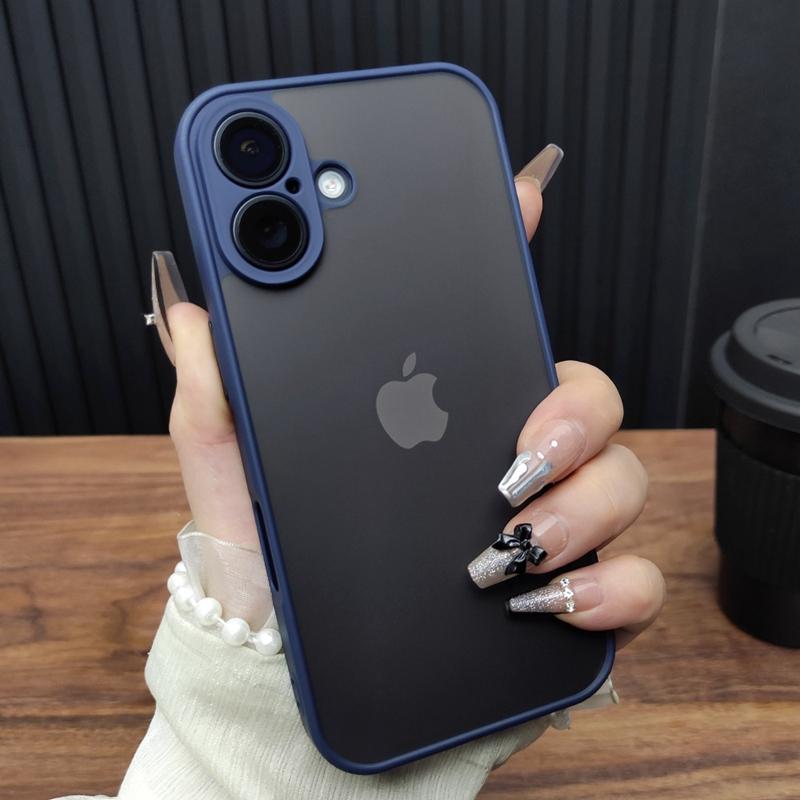 Luxury Transparent Matte Phone Case For iPhone 11 12 13 14 15 16 Pro Max 16E X Xs Max XR 7 8 Plus Bumper Back Cases Cover