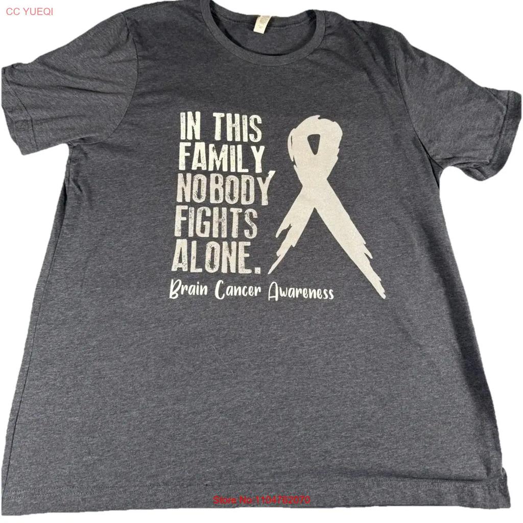 In This Family No One Fights Alone T Shirt Brain Cancer vintage Washed Stylish graphic Versatile streetwear Breathable