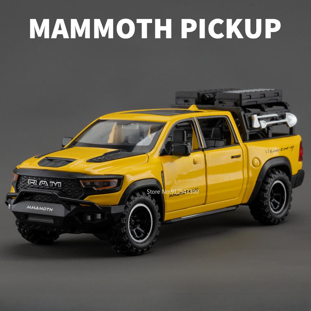 1/32 Dodge RAM MAMMOTH Pickup Toy Car Model Metal Diecast Off Road Vehicles Models Pull Back Shock Absorption Boys Best Gifts