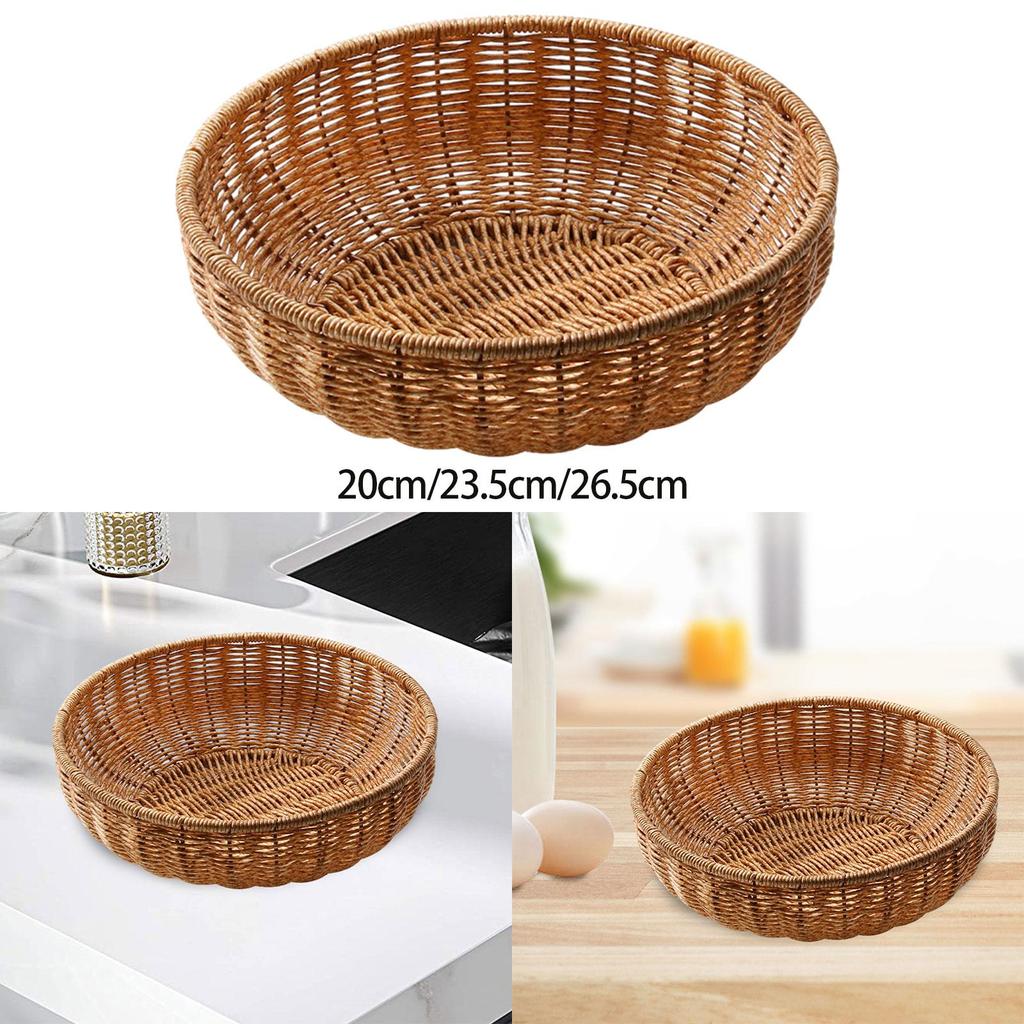 Rattan Bread Basket Woven Fruit Basket Holder Food Storage Imitation Rattan Woven Basket Woven Bread Basket for Camping Desk