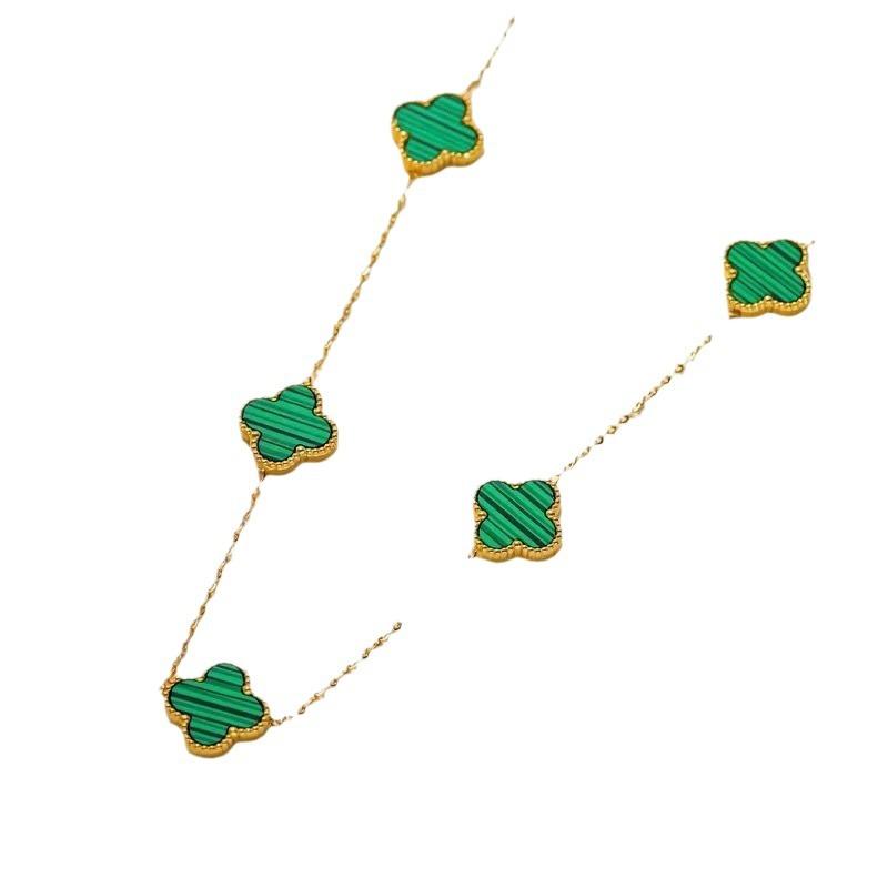 Titanium Steel Four-leaf Clover Necklace with Five Flowers Double-sided Colorfast Luxurious and Sophisticated Clavicle Chain for Women