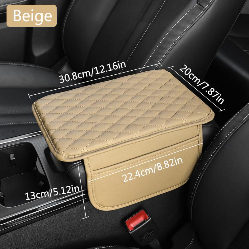 1PC Universal Ultra-fine Fiber Leather Car Armrest Cover Pad - Soft, Durable, Spacious, with 2 Storage Pockets