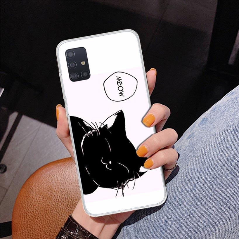 Cat Cute Kitten Cartoon Phone Case For Samsung Galaxy A52 A32 A22 A12 A51 A31 A50S A30S A20S A10S Note 20 Ultra 10 Plus S10 A72