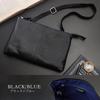 Diablo Men's Small Sacoche Shoulder Bag, Genuine Leather, Lightweight, 3-Way Use, Mini Bag [KA-2506] (Black x Blue)