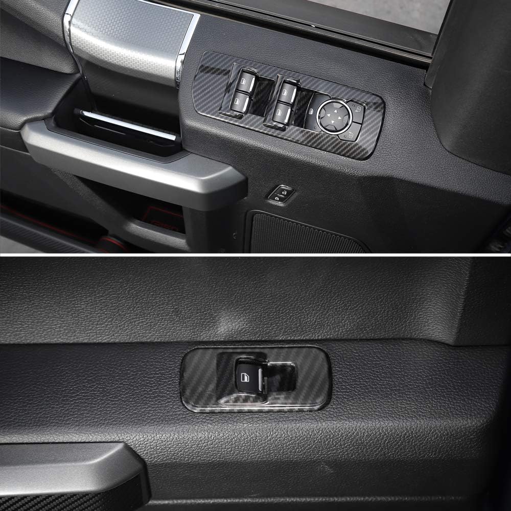 Keptrim for F-150 ABS Carbon Fiber Window Lift Switch Door Lock Trim for 2015 2016 2017 2018 2019 2020 Ford F150, 4pcs
