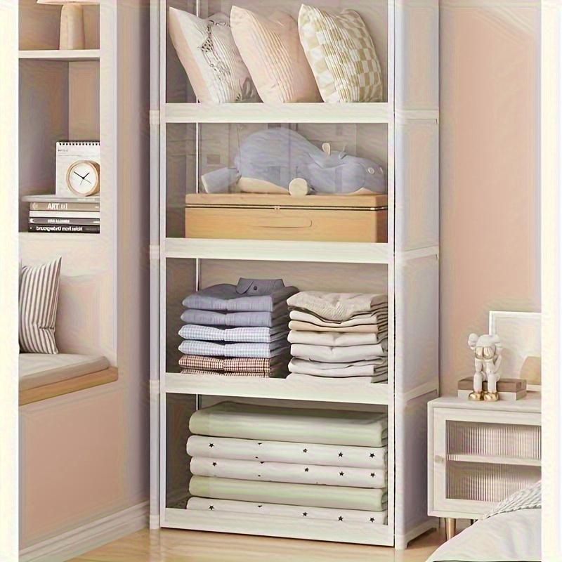 Clear Plastic Multi-Tier Storage Cabinet | Dustproof Floor-Standing Organizer with Transparent Shelves, Classic Style for Bedroom, Wardrobe, Office