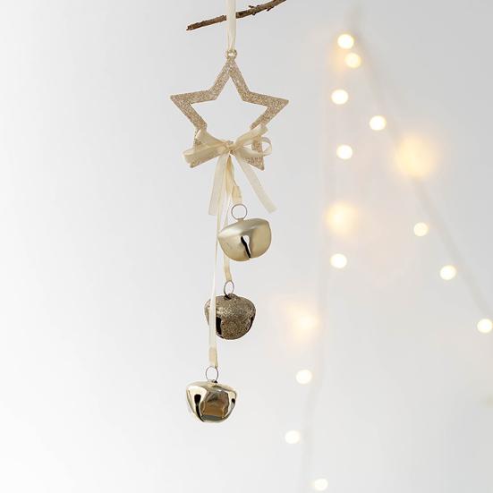 Christmas Pendant Decorative Star Bell Hanging Decoration Festive Atmosphere Indoor Outdoor Holiday Decor