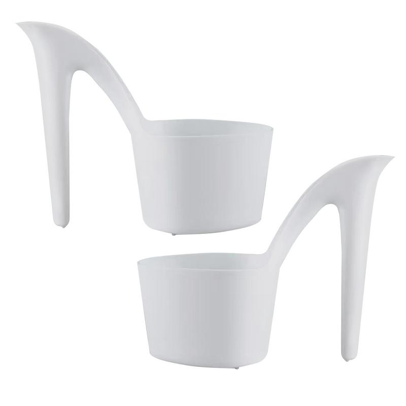 2pcs Flowerpot High Heel Shaped Patio Indoor Outdoor Shoe Shape Plant Nursery Pot Succulent Planter bianco