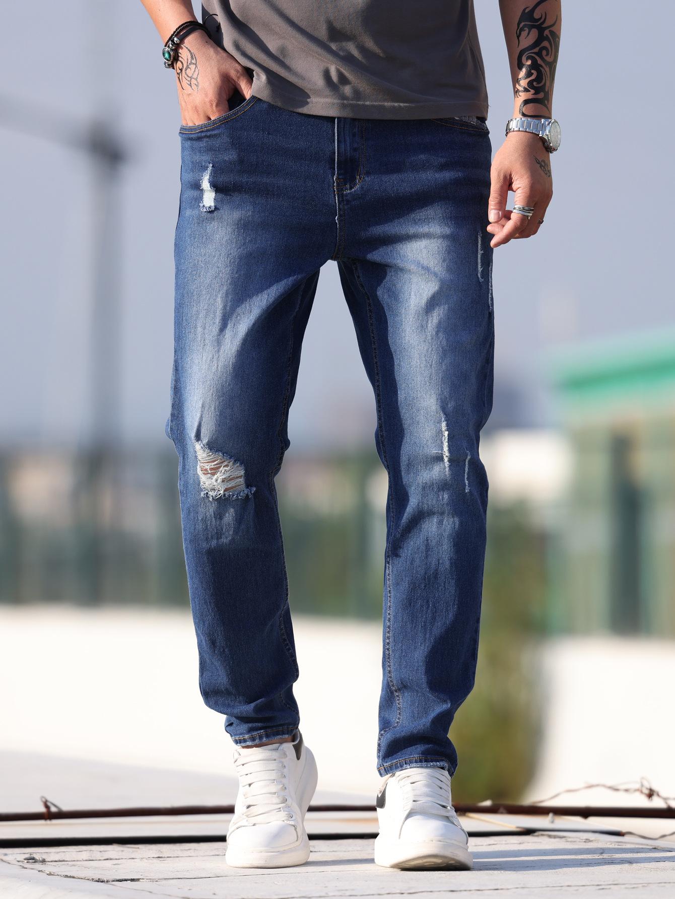 New, New, Heavy Industry Washed Men S Skinny Jeans White Straight Pants Men S XS синий