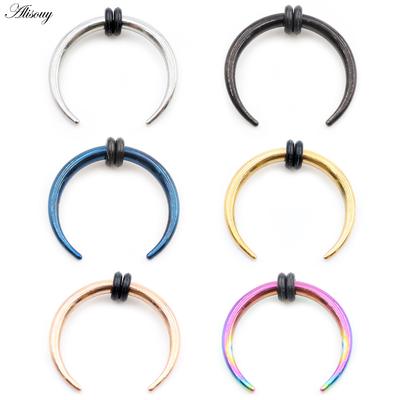 Alisouy 1PC Calibre 14/16G Acero Inoxidable Cuerno de Búfalo Toro Taper Garra Carne Expansor Túnel Oreja Estirador Uñas Tachuelas Anillos Nariz