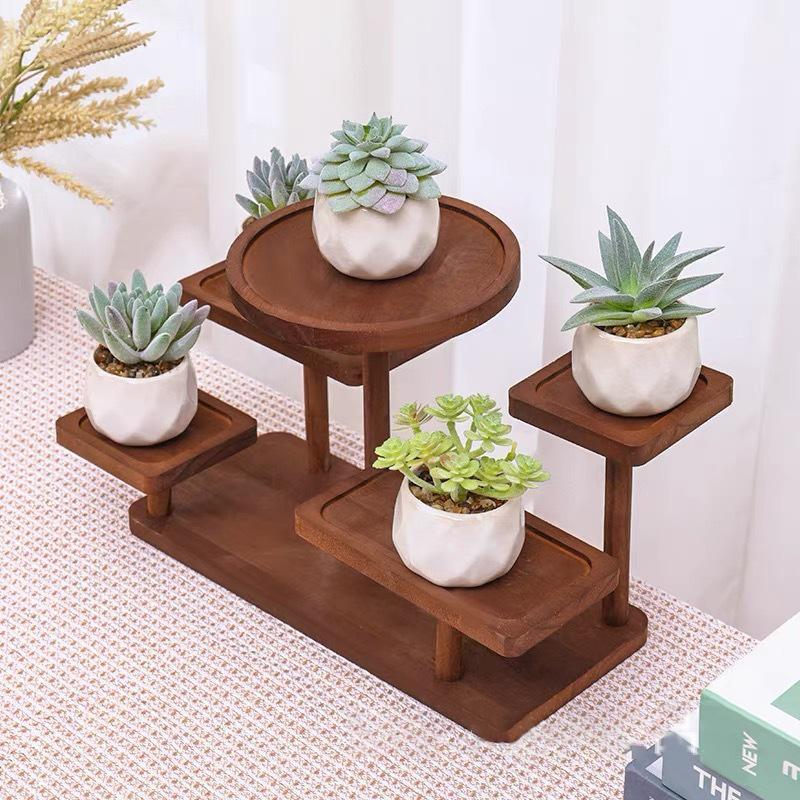 Dekorativní ozdoba na vystavení z masivního dřeva, úložný regál v japonském stylu, víceúrovňový