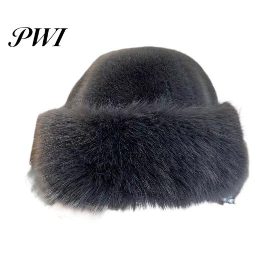 Protective Hairstyle Hat Women Winter Thick Plush Faux Fur Heat Retention Windproof Mongolia Style Knit Cap Bucket Solid Color Outdoor Cycling Skiing