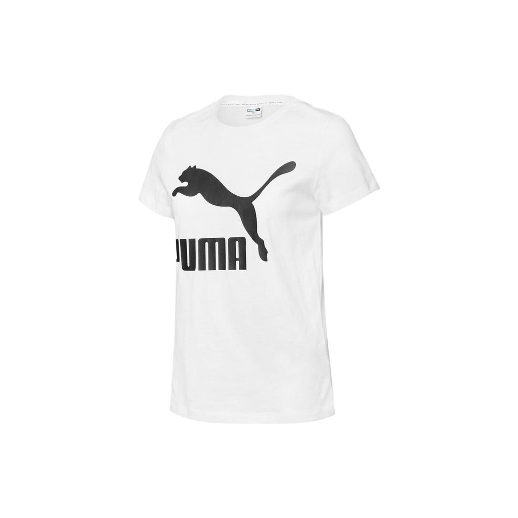Puma Essentials American Retro Brand Logo Print Loose Round Neck Short Sleeve T-Shirt Women Tops White 855151-02