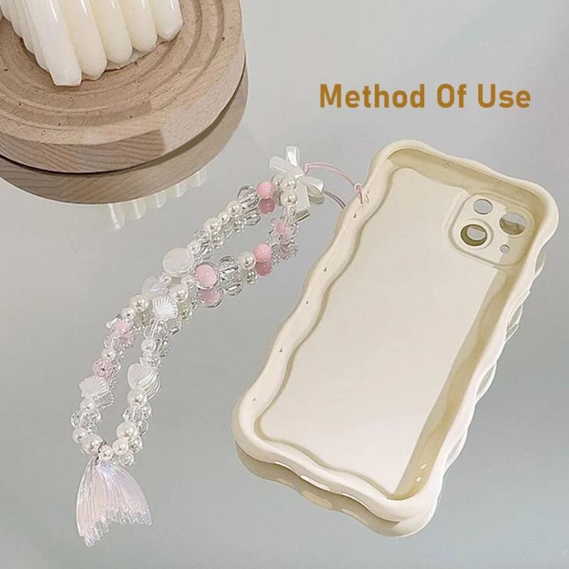 Aesthetic Phone Wrist Strap Beaded Phone Lanyard Bracelet Keychain Phone String Phone Charms Phone Decoration Accessory