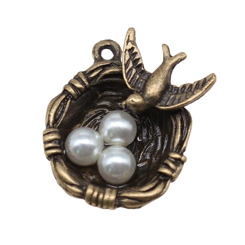 

5шт подвески в виде птичьего гнезда античная бронза цвет цинковый сплав 24х25мм