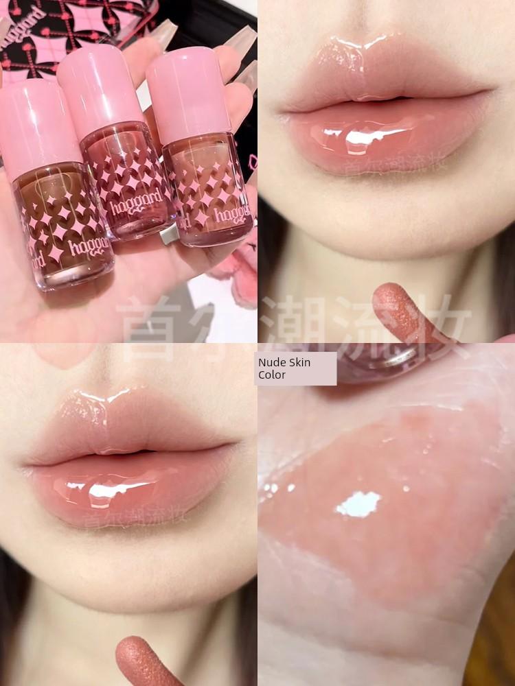 Haggard Lip Gloss Little Fat Dude Lip Balm Transparent Layered Glass Lip H02 Tender Pink Mirror Glossy Nude Color for Women