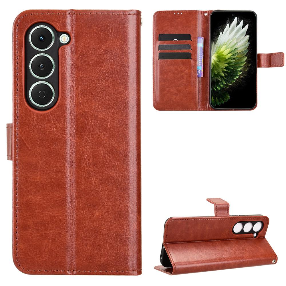 For TECNO Spark 40 Pro 4G PU Leather Case with Strap Crazy Horse Texture Phone Wallet Cover