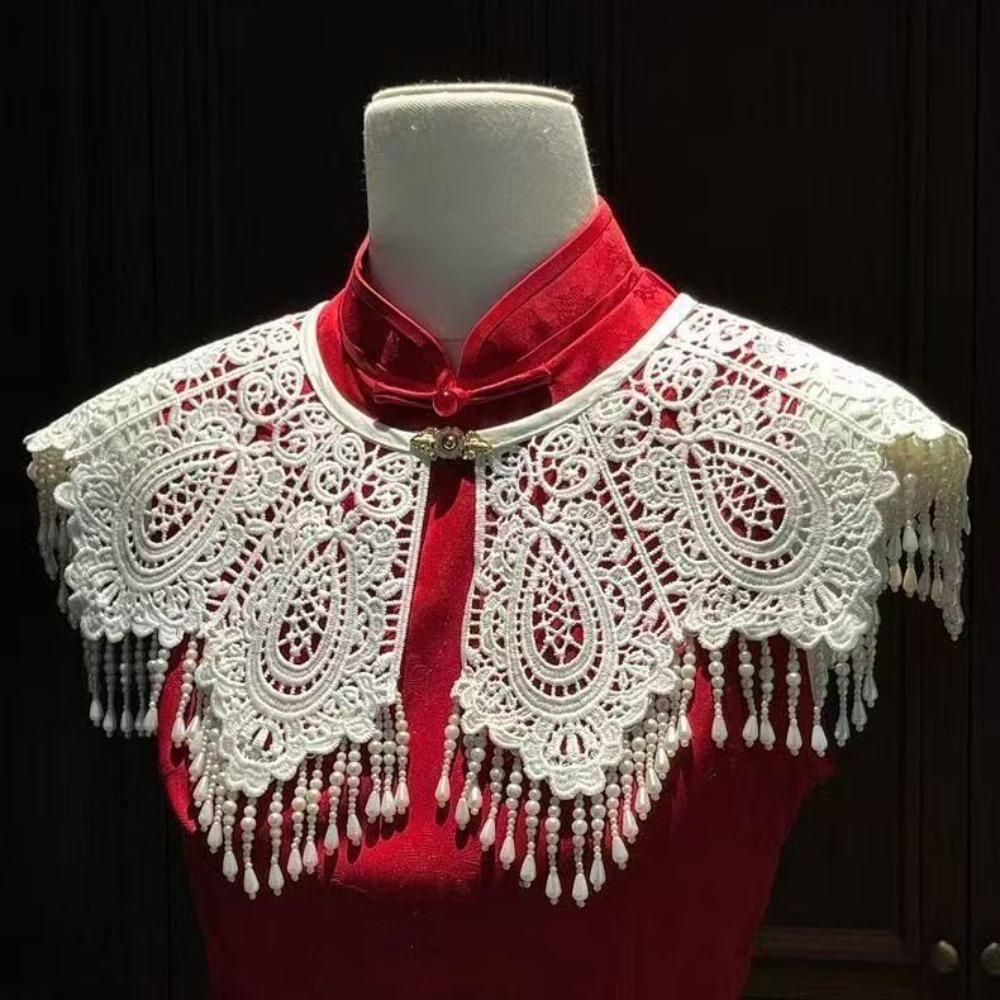Waterdrop Tassel Chinese Style Cape Polyester Tassel Stole Elegant Cheongsam Shawl Banquet