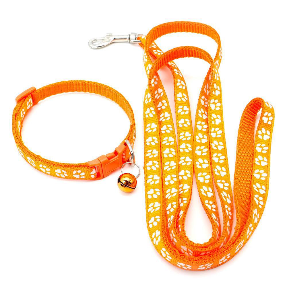 Hund- und Katzenhalsband-Set mit Glocke & Pfotenabdruck
