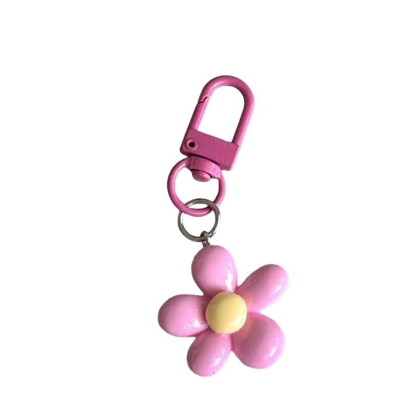 Vibrant Five Petal Flower Keychain Lovely Resin Accessory For Bags And Keys Stylish Gift Portable Everyday Use Accessory