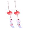 Glass Wind Chime Red Goldfish Japanese Style Pendant Balcony Garden 2 Pieces