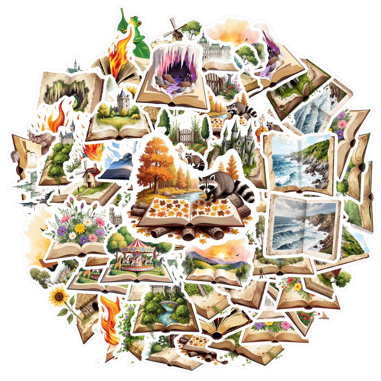 

35pcs Charming Fantasy Stickers Magical Fairy Tale Sticker Pack Animal Stickers For Guitar DIY Skateboard Laptop Luggage Decor