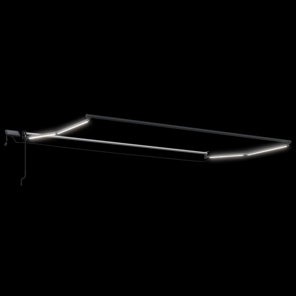 Manual Articulated Arm Awning with LEDs Brown and Anthracite 4 X 2 M