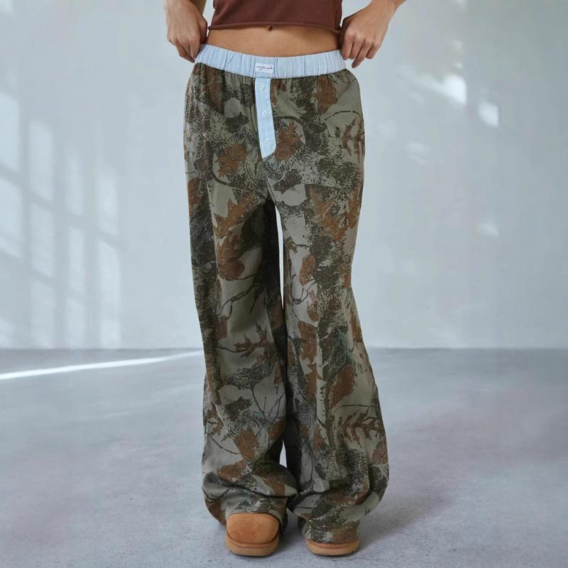 Women's Spring and Summer New Loose Casual Camouflage Wide-leg Trousers