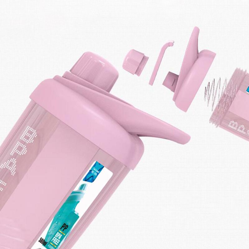 500ml Sportovní shakerová láhev Míchací láhev na syrovátkový proteinový prášek Sportovní Fitness pohár na vodu s časovým ukazatelem Opakovaně použitelné poháry