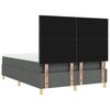LED Box Spring Bed with Headboard Dark Gray 140 X 190 Cm Fabric