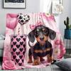 1Pc Dachshund Print Flannel Blanket, High quality Comfortable for All Seasons, Home Decor, Warmth and Comfort, Perfect for Christmas Gifts