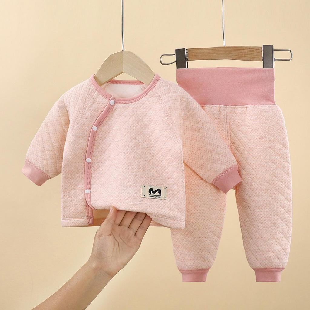 Kinder Gestepptes Baumwoll-Basisschicht-Set: Gemütliches Herbst- & Winter-Outfit für Säuglinge & Kleinkinder