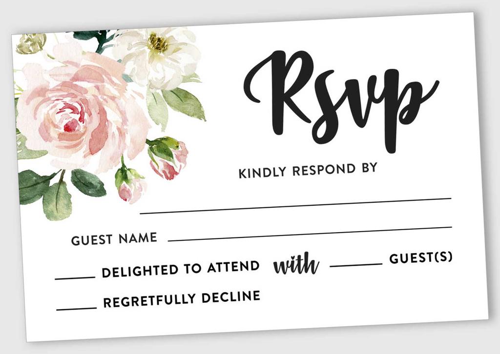 Inkdotpot 50 Blank RSVP Cards With White Envelopes Floral 4"x6" Response Cards-RSVP Reply Card For Wedding-Bridal Shower-Baby Shower-Rehearsal