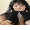 Women's winter solid half-finger gloves soft open finger versatile warm knitted arm sleeves writing warm student gloves