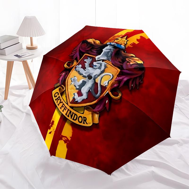 1pc Gryffindor Crest Automatic Folding Umbrella, Portable Collapsible Design, 8-Rib Iron Frame, , All-Season Casual Outdoor Accessory for Christmas Bi