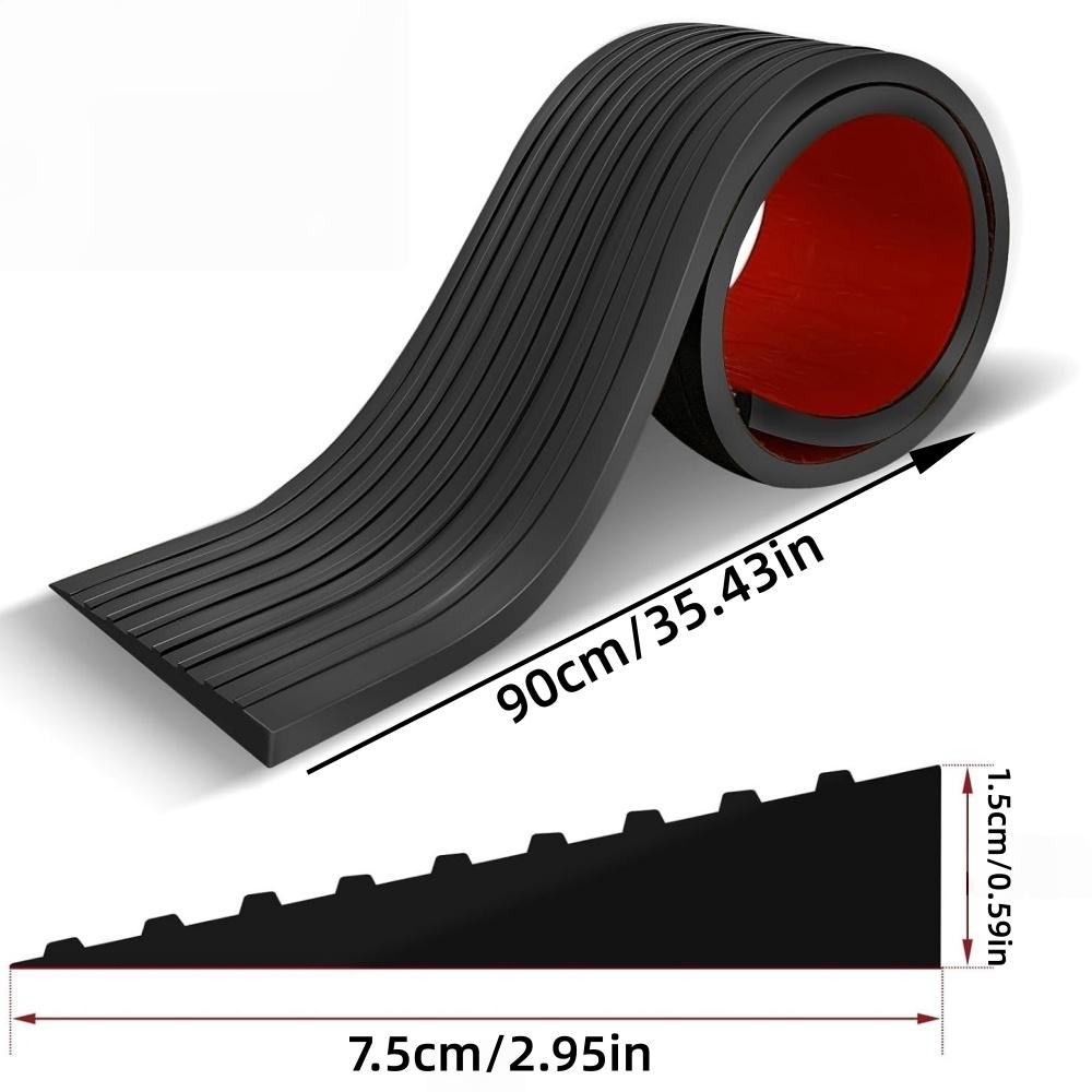 1pc 0.9mX7.5cm Strip Step Ramp Climbing Mat Ramp Mat Soft Multi Purpose Door Threshold Self Adhesive Durable PVC Slip Strip
