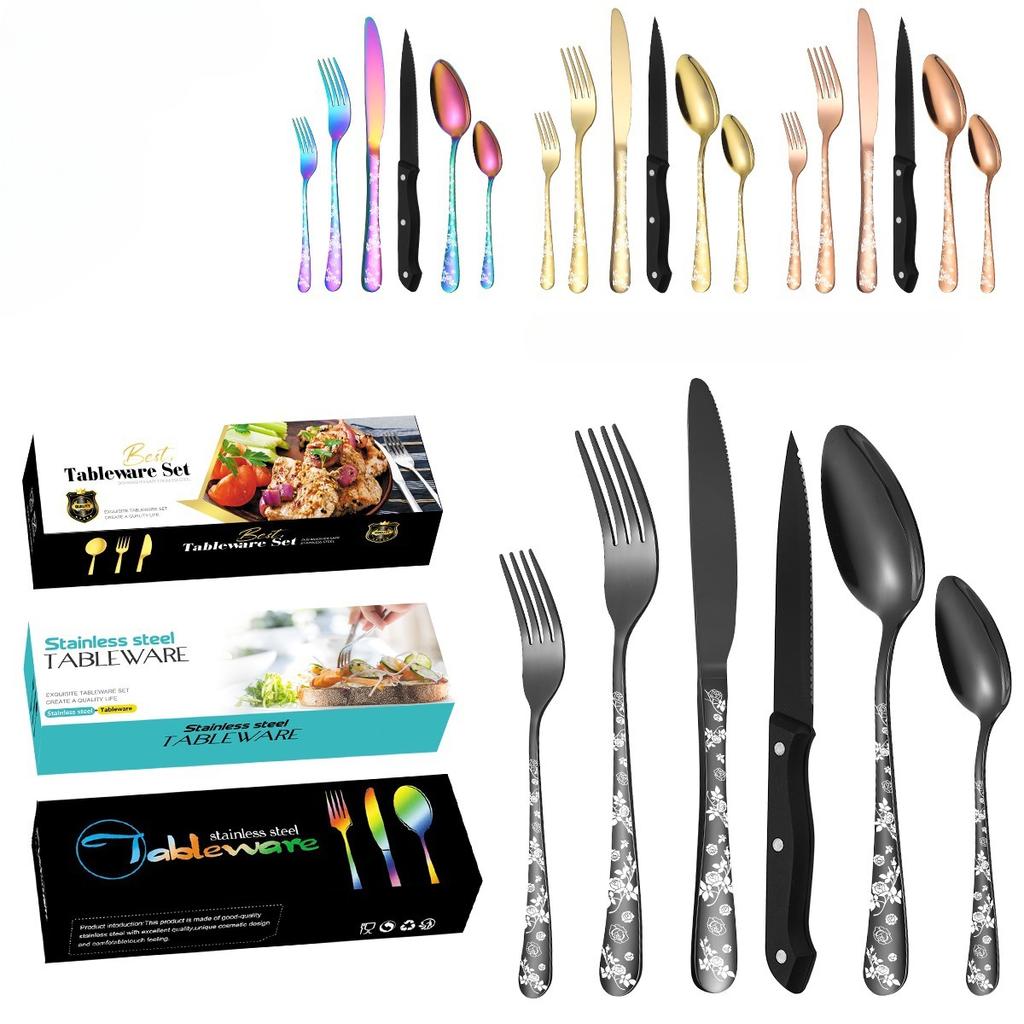 New Pattern Stainless Steel Tableware Suit Western Food/Steak Knife, Fork and Spoon 24 Pieces Suit